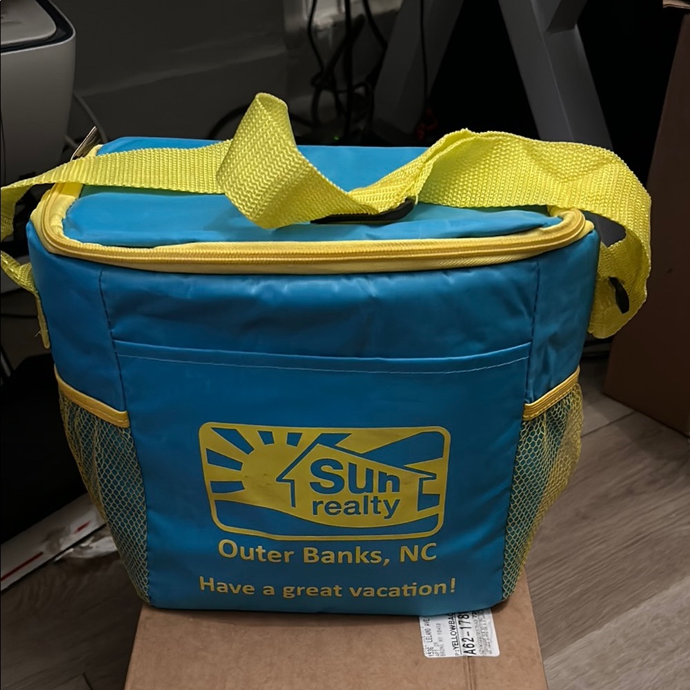 Blue and Yellow Sun Realty Cooler Bag